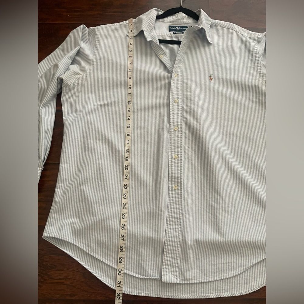 Ralph Lauren Shirt Men's XL Classic Fit White Blue Striped Button Down FleshPony - Picture 2 of 11